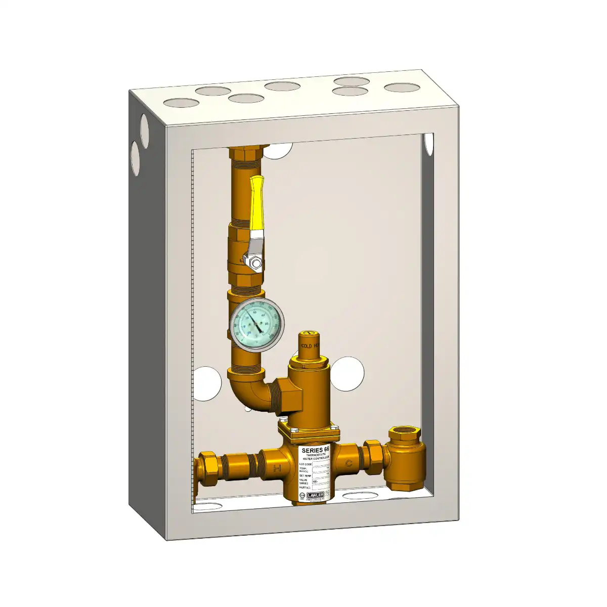 66125 Piped Thermometer Ball Valve Union Cabinet