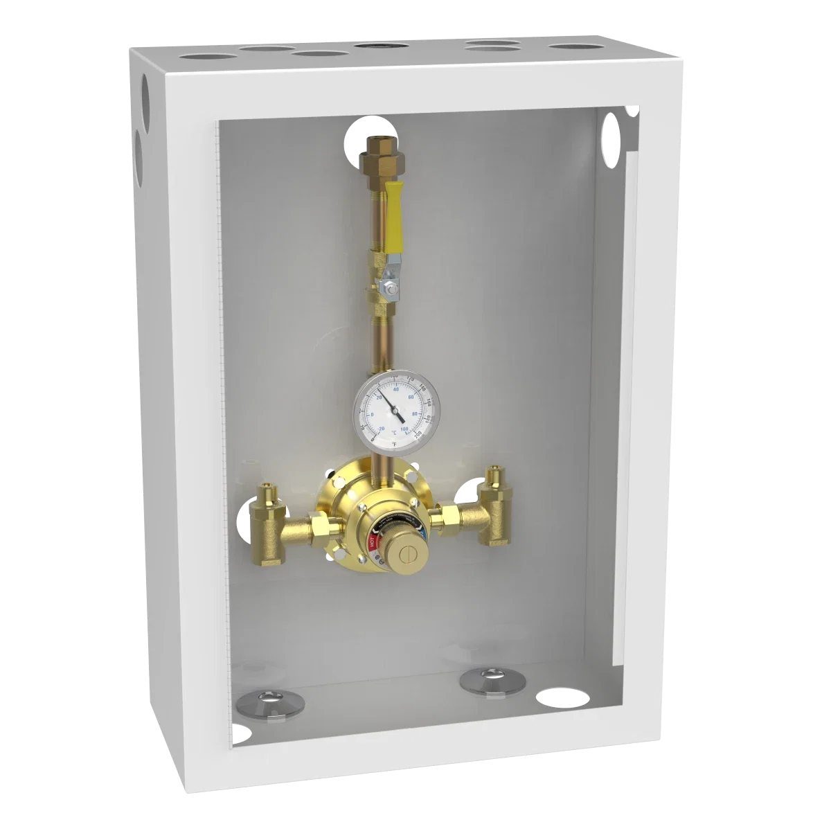 6115 Piped Thermometer Ball Valve Union Cabinet